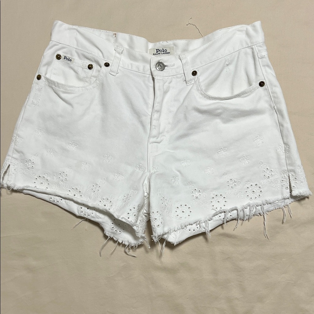 Polo Ralph Lauren White Eyelet Jean Shorts